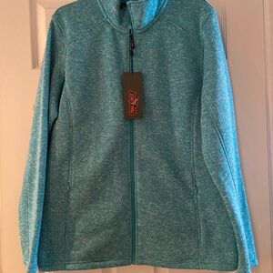 Blue Ski Jacket with Full-Zip and Stand-Up Collar